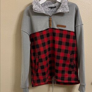 Simply Southern Red and Black Plaid Ladies Quarter Zip